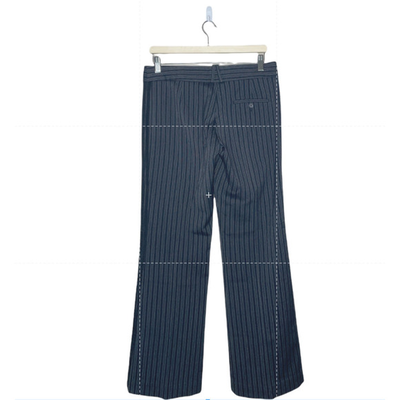 BCBGMAXAZRIA Wool Stripe Pants Womens 4 Black Gray Black Ribbon Detail Flare Leg - Picture 10 of 11